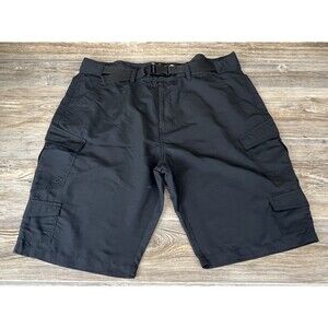 Plugg Black Cargo Shorts Mens 42/11" Inch Inseam Pockets‎ Belted Outdoor Hiking